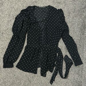 Zara Basic - Black and white polka dot blouse - Medium